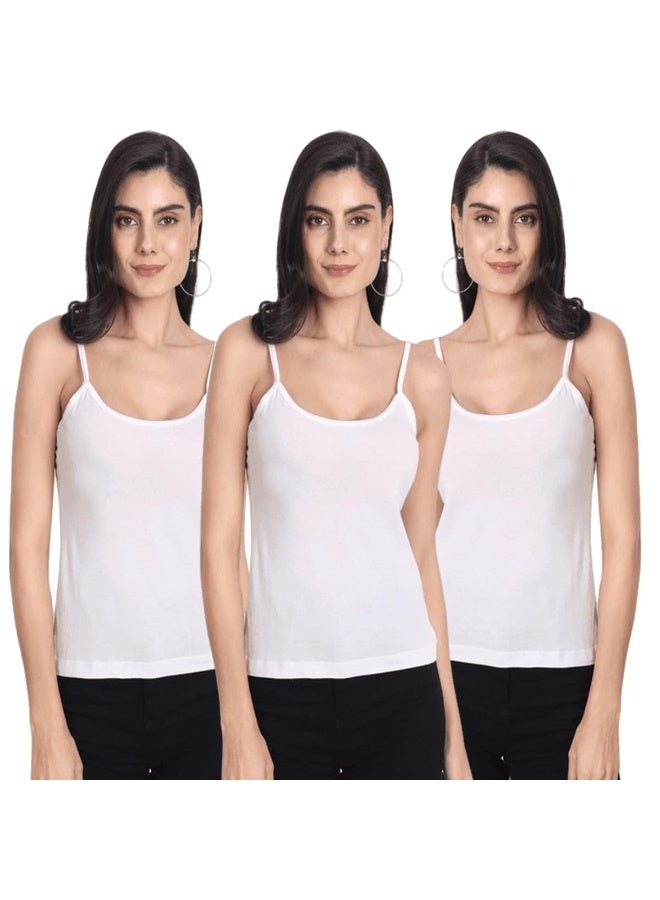 Aimly Women Cotton Camisole White 1001 Pack of 3 - Image 1