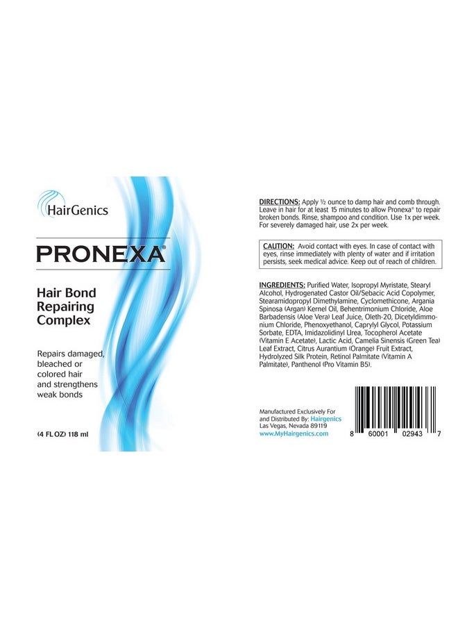 Pronexa - Hairgenics Pronexa Hair Bonder Bond Repairing Complex And Conditioner For Damaged And Treated Hair. 4 Fl Oz Provides 8 Full Treatments - Image 1