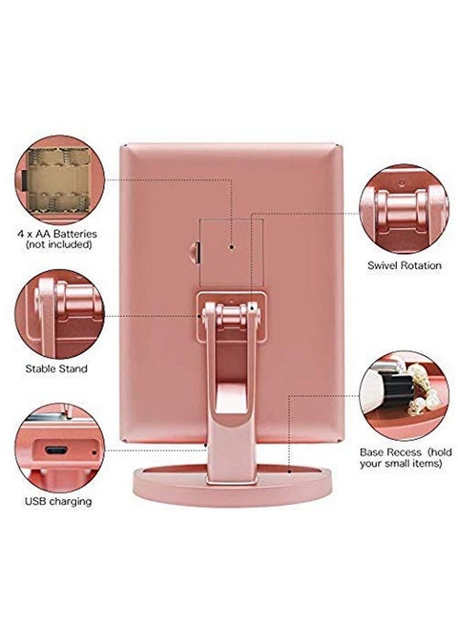 DeWEISN deweisn Dresser Mount Tri-Fold Lighted Vanity Mirror with 21 LED Lights, Touch Screen and 3X/2X/1X Magnification, Two Power Supply Modes Make Up Mirror,Travel Mirror  - Image 5