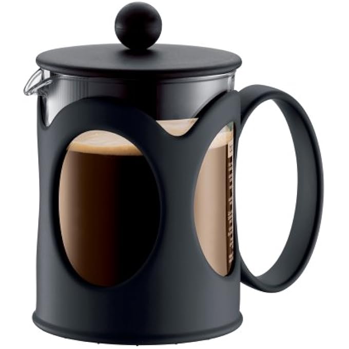 bodum Kenya French Press Coffee Maker 4Cup 16Oz HeatResistant Borosilicate Glass Carafe Stainless Steel Filter Color Black  Perfect For Brewing Rich Flavourful Coffee - Image 1