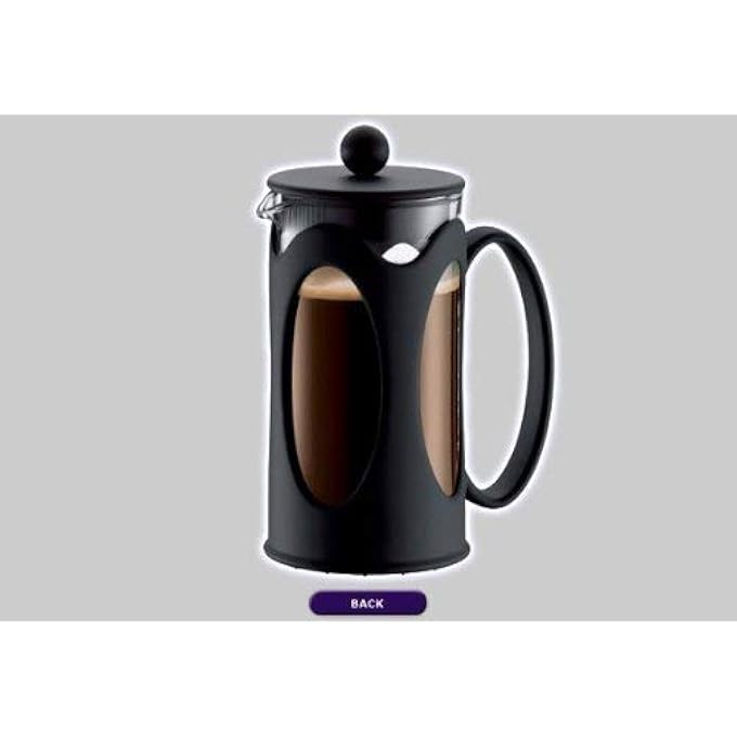 bodum Kenya French Press Coffee Maker 4Cup 16Oz HeatResistant Borosilicate Glass Carafe Stainless Steel Filter Color Black  Perfect For Brewing Rich Flavourful Coffee - Image 2