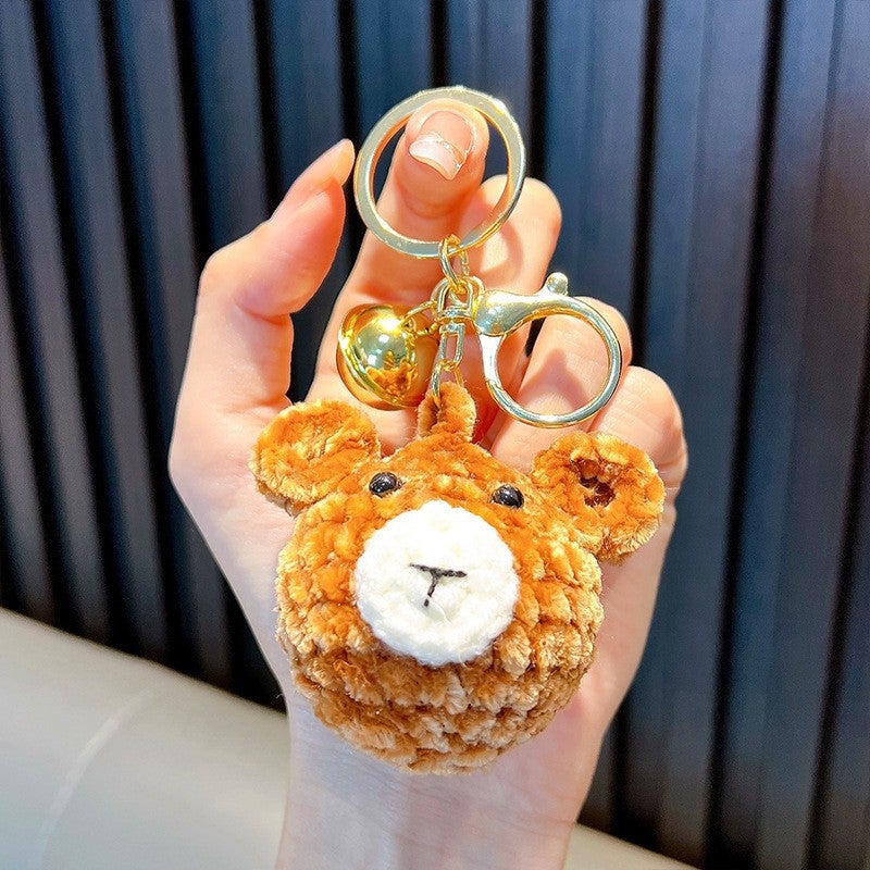 Wool crocheted finished car key chain hand-woven plush hanging decoration card bag pendant small gift wholesale Burger-wool doll - Image 3