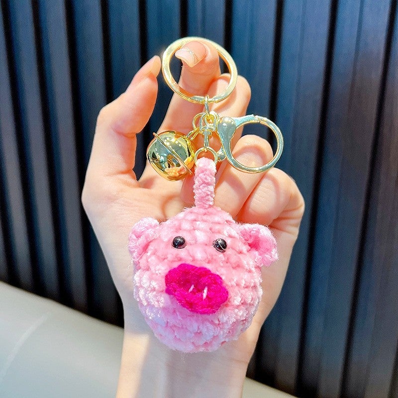 Wool crocheted finished car key chain hand-woven plush hanging decoration card bag pendant small gift wholesale Burger-wool doll - Image 4