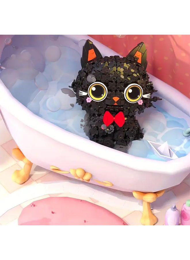 قط أسود 1651 قطعة لعبة تجميع حيوان أليف عيون قابلة للتبديل مادة ABS هدية للصديقة - Image 3