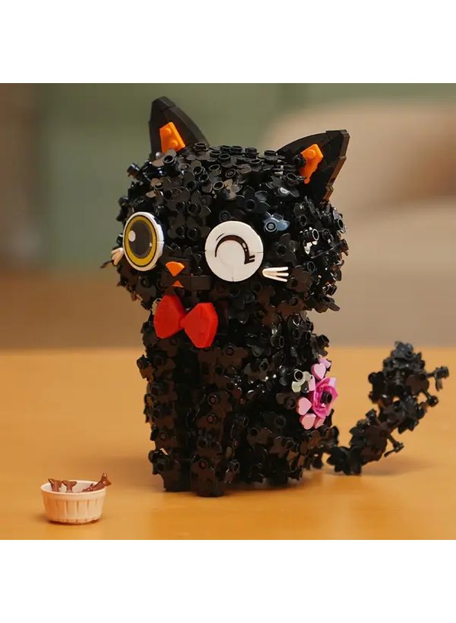 قط أسود 1651 قطعة لعبة تجميع حيوان أليف عيون قابلة للتبديل مادة ABS هدية للصديقة - Image 5