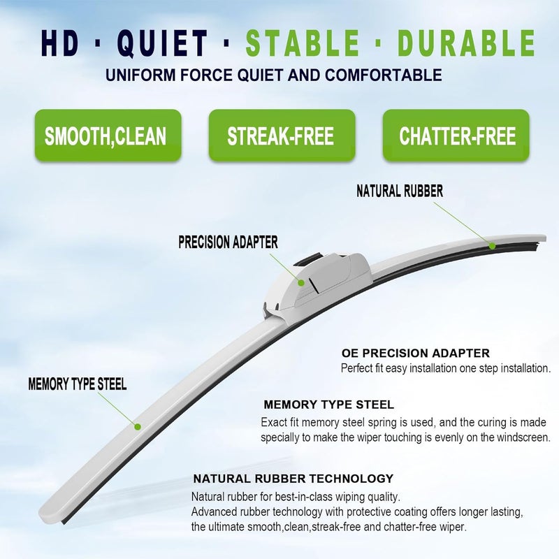 PARRATI OEM QUALITY 26" + 20" Premium All-Season White Windshield Wiper Blades (Set of 2) - Image 4
