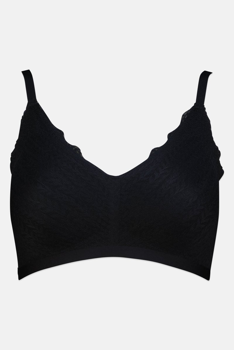 bebe Women Textured Lightly Padded Bra, Black - Image 2