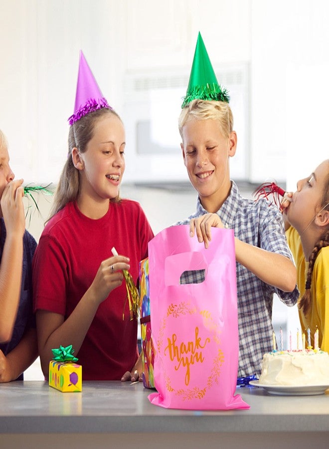 TOSPARTY أكياس تسوق بلاستيكية من توسبارتي، 100 قطعة، 3 أحجام، أكياس هدايا بلاستيكية بمقابض، أكياس تسوق للمتاجر الصغيرة، أكياس مقطوعة مسبقًا، مناسبة لعيد الشكر - Image 3