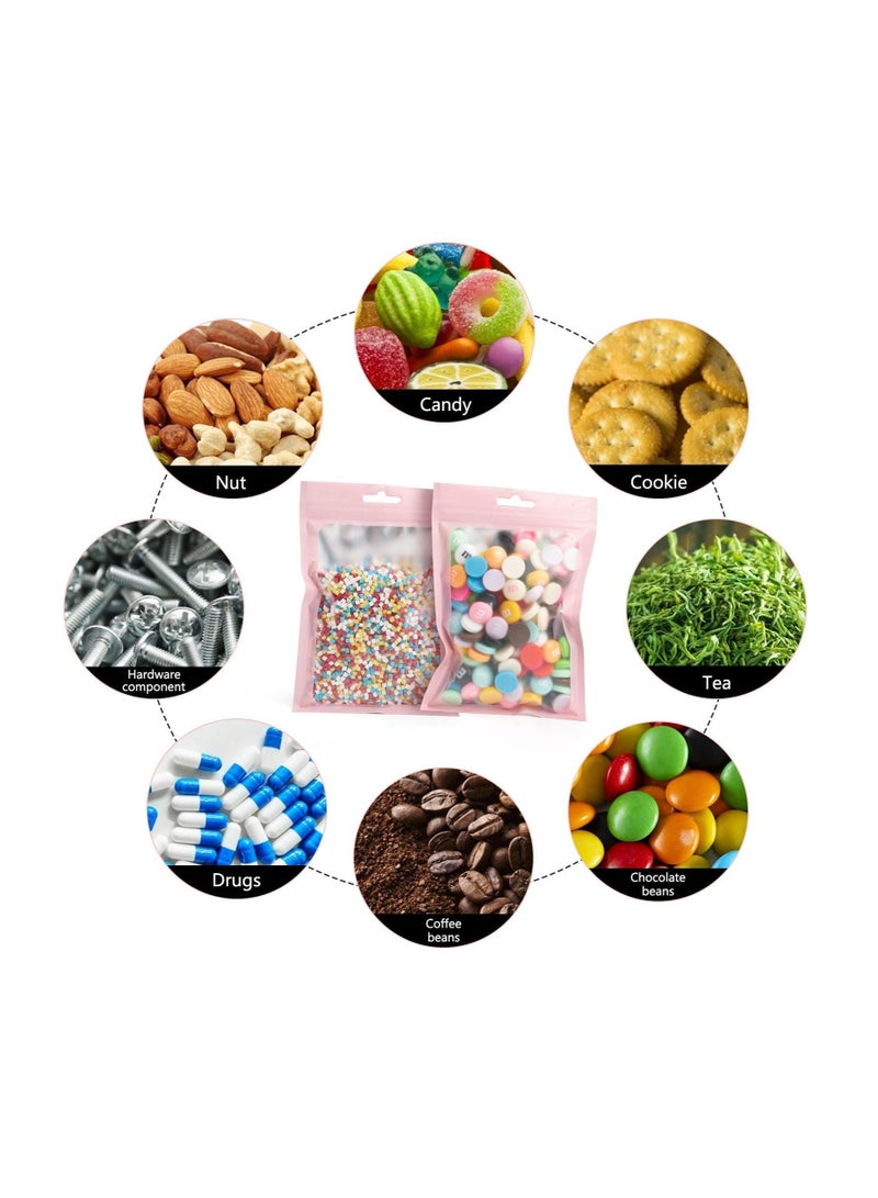 SYOSI Resealable Mylar Bags,  100Pcs Clear Window Smell Proof Bags Packaging Bags Foil Pouch Bags for Food Self Sealing Storage Supplies  - Image 5