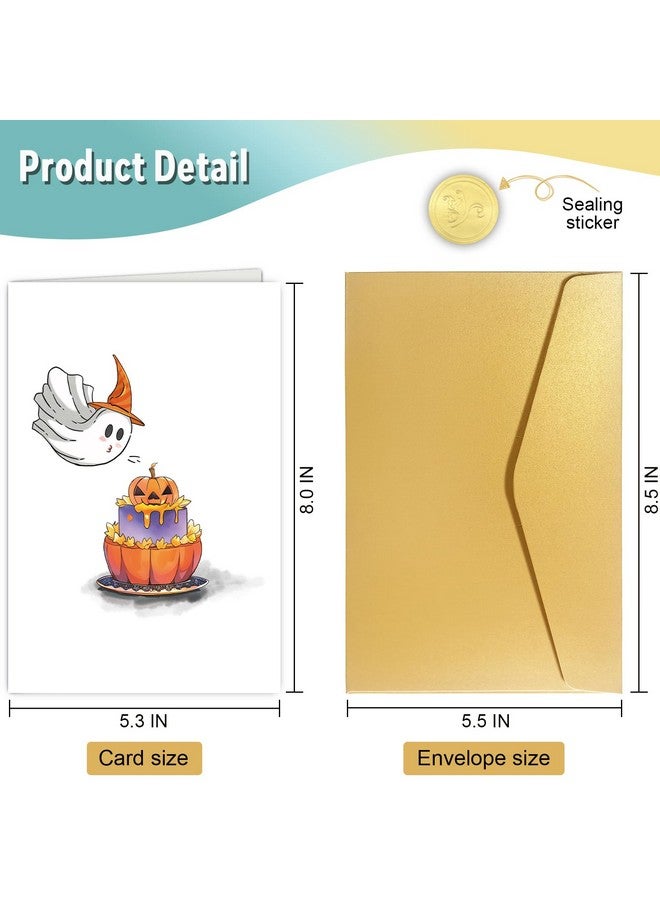 Spercy Cute Halloween Birthday Card, Spooky Birthday Card For Him Her, October Birthday Card, Ghost Blowing Out Candles Card - Image 2