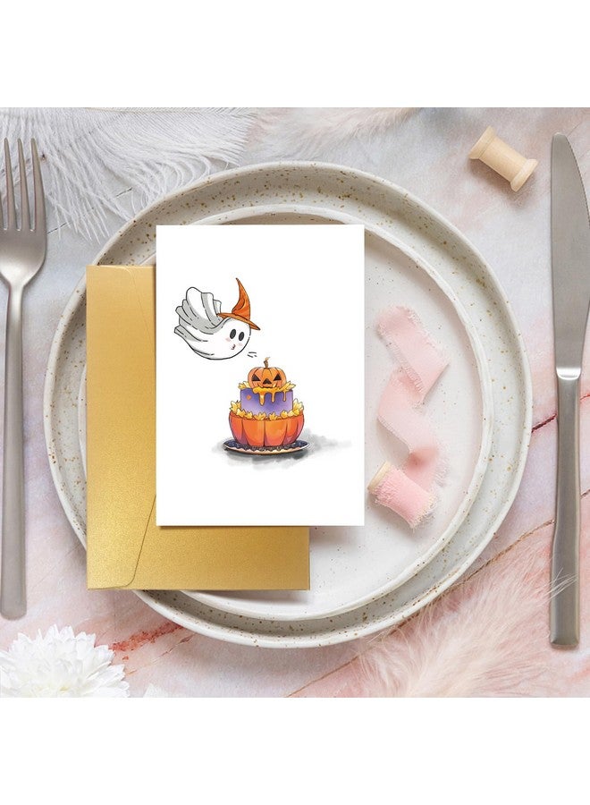 Spercy Cute Halloween Birthday Card, Spooky Birthday Card For Him Her, October Birthday Card, Ghost Blowing Out Candles Card - Image 4