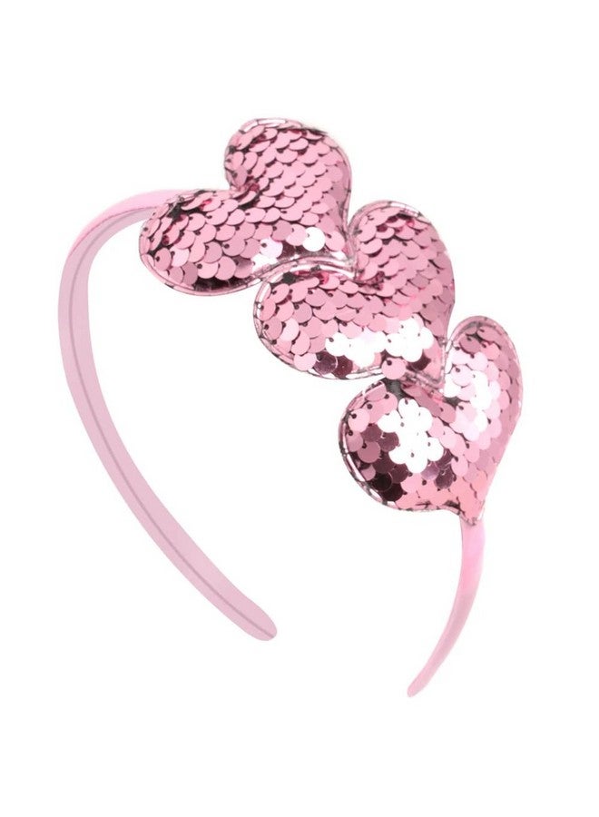 ZEYER Valentine'S Day Headbands Glitter Heart Hair Band Red Love Sequin Headband Romantic Hair Bands Holiday Headbands Party Gift Valentine'S Day Costume Party Accessories For Women And Girls (Pink) - Image 1