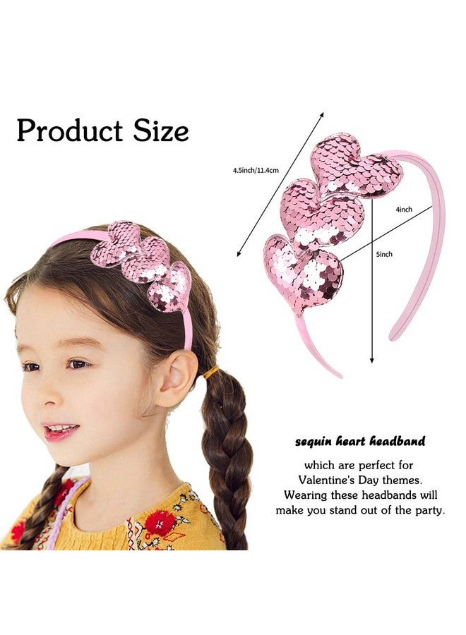 ZEYER Valentine'S Day Headbands Glitter Heart Hair Band Red Love Sequin Headband Romantic Hair Bands Holiday Headbands Party Gift Valentine'S Day Costume Party Accessories For Women And Girls (Pink) - Image 4