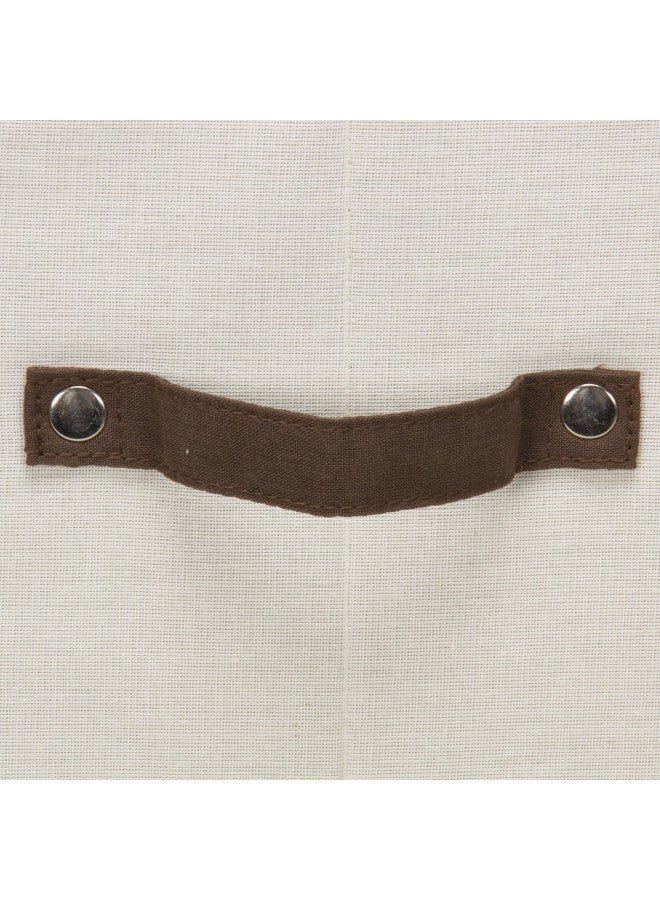 Household Essentials 536 Dinnerware Storage Box with Lid and Handles | Storage Bin for Dinner Plates | Natural Canvas with Brown Trim - Image 3