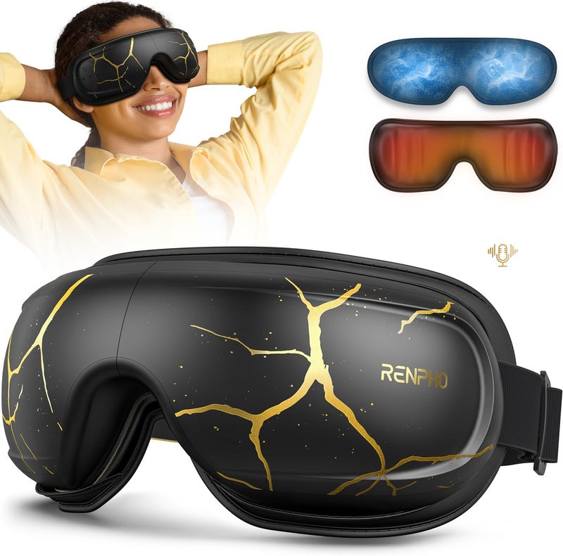RENPHO Eye Massager with Heat and Cooling Birthday Gifts for WomenMen Eyeris Kintsugi Voice Control Eye Sleep Mask for Migraines Eye Care Device for Relaxation - Image 1
