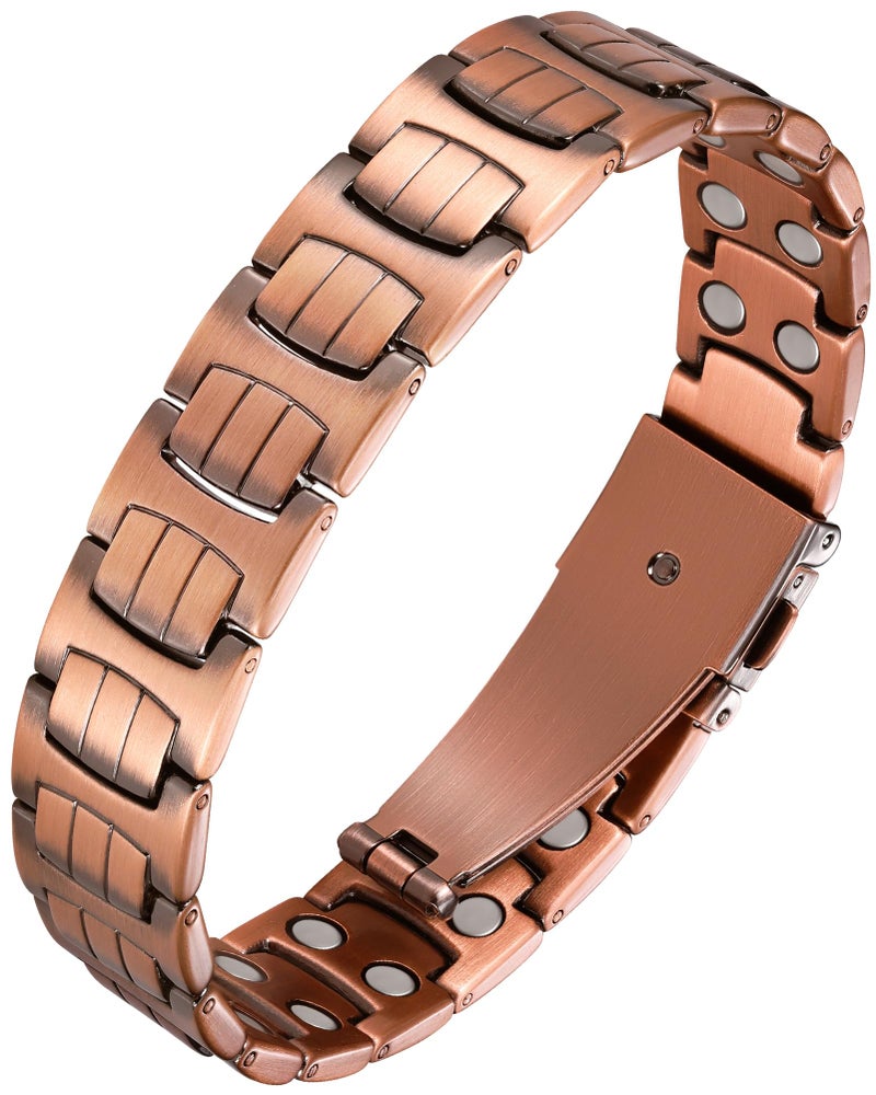 Feraco Copper Bracelet for Men,Magnetic Therapy Cooper Bracelets with 46 Magnets, Men's 99.99% Pure Copper - Image 1