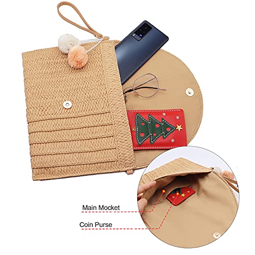 LUOFMISS Straw Clutch Bag Woven Purse for Women Shoulder Bag Casual Beach Rattan Handmade Wallet - Image 5
