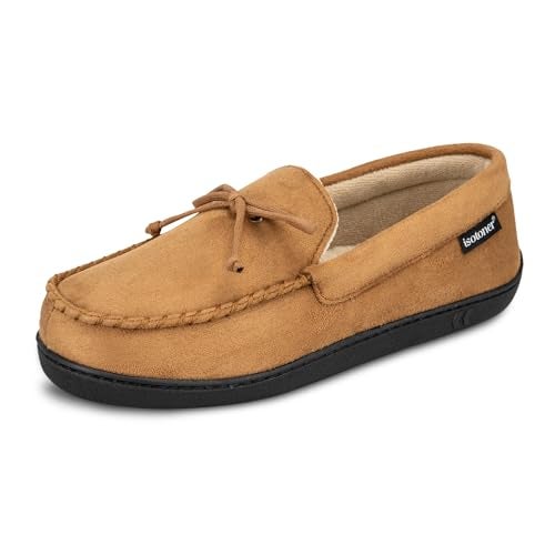 isotoner Mens Slippers Microsuede Moccasin IndoorOutdoor House Shoes with Cooling Memory Foam and Skid Resistance