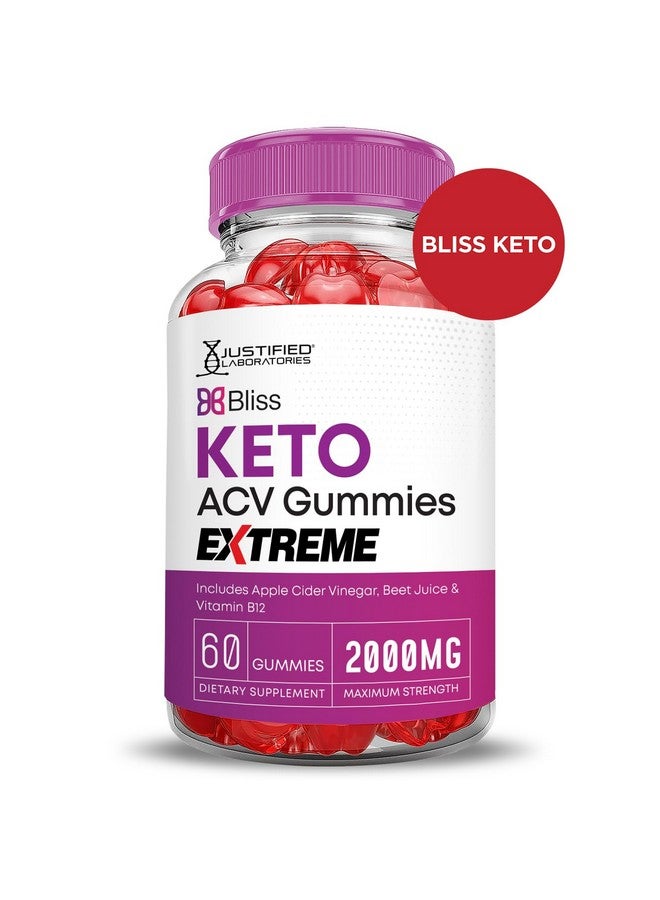 Justified Laboratories Bliss Keto ACV Gummies Extreme 2000MG Bliss Keto Gummies Apple Cider Vinegar Formulated with Pomegranate Beet Juice Powder B12 Vegan Non GMO 60 Gummys - Image 3