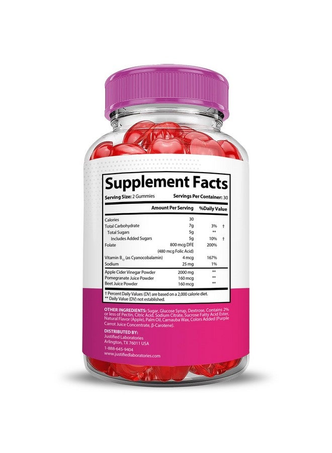 Justified Laboratories Bliss Keto ACV Gummies Extreme 2000MG Bliss Keto Gummies Apple Cider Vinegar Formulated with Pomegranate Beet Juice Powder B12 Vegan Non GMO 60 Gummys - Image 5
