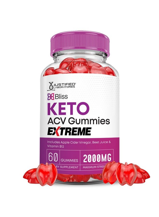 Justified Laboratories Bliss Keto ACV Gummies Extreme 2000MG Bliss Keto Gummies Apple Cider Vinegar Formulated with Pomegranate Beet Juice Powder B12 Vegan Non GMO 60 Gummys - Image 1