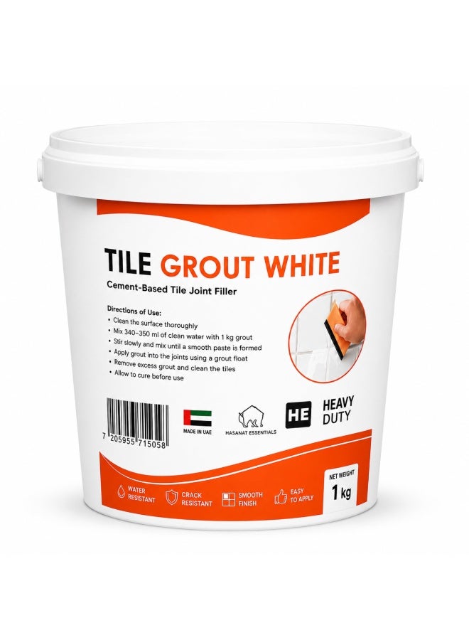 Hasanat Essentials Tile Grout White 1kg Cement-Based Joint Filler, Waterproof & Crack Resistant - Image 2