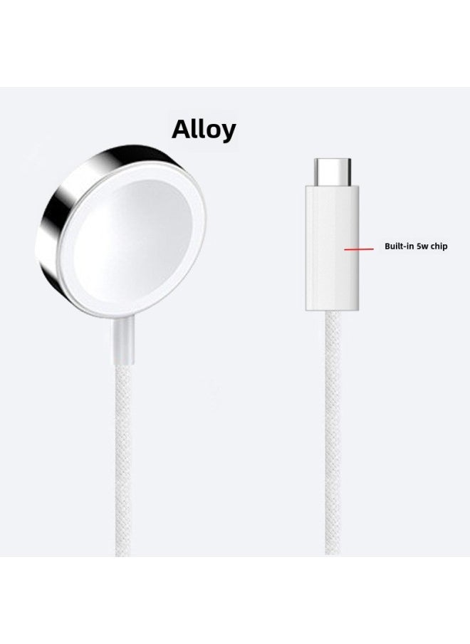 Generic - Suitable For Apple Watch S7-S9 5W Fast Charging Wireless Charger Magnetic Wireless Charging Nylon Braided Charging Cable-Specifications:5w Braided Fast Charging Alloy - Image 1