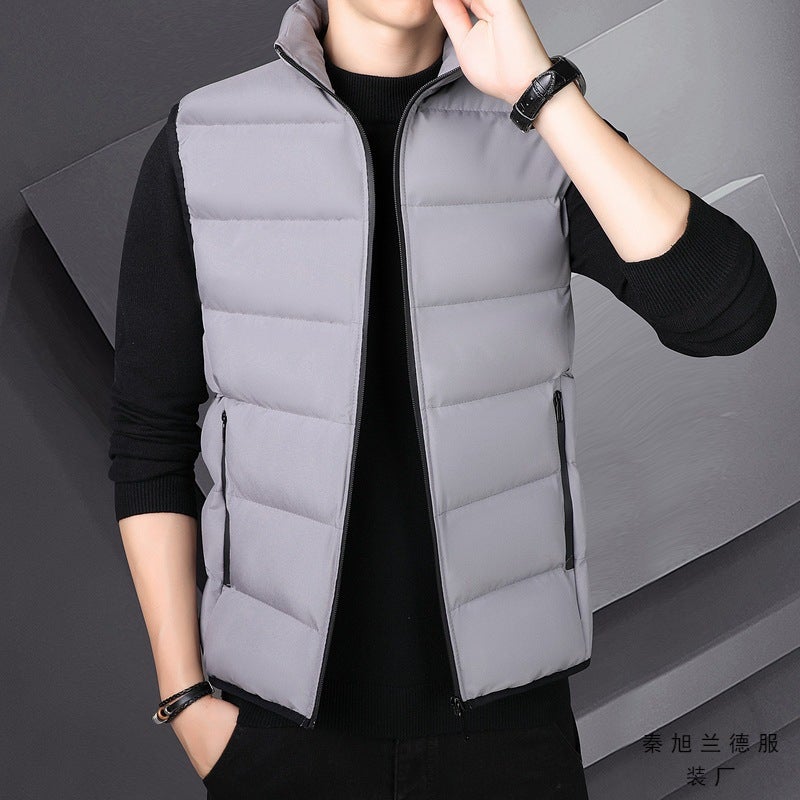 New Men'S Vest Light Thick Down Cotton Slim-Fit Light Short Warm Sports Vest Trendy - Image 3