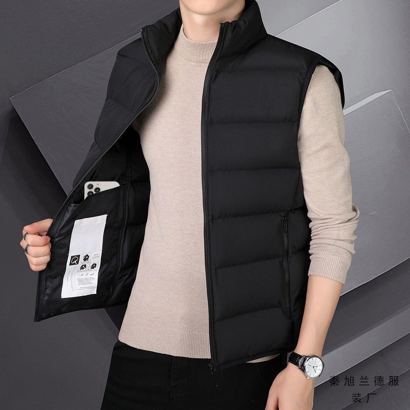 New Men'S Vest Light Thick Down Cotton Slim-Fit Light Short Warm Sports Vest Trendy - Image 2