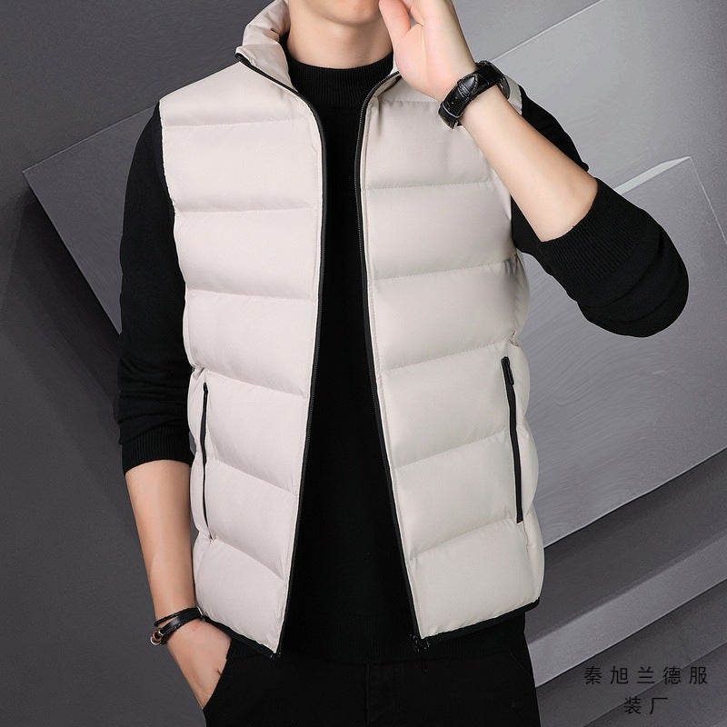 New Men'S Vest Light Thick Down Cotton Slim-Fit Light Short Warm Sports Vest Trendy - Image 4