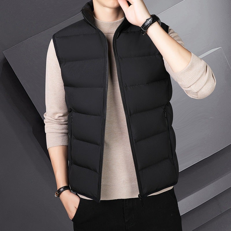 New Men'S Vest Light Thick Down Cotton Slim-Fit Light Short Warm Sports Vest Trendy - Image 1