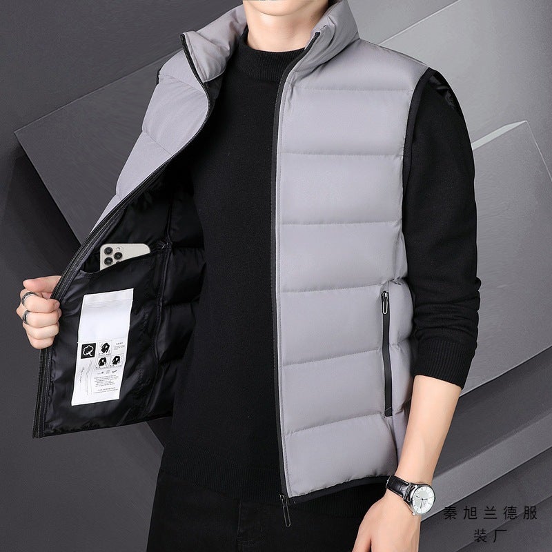 New Men'S Vest Light Thick Down Cotton Slim-Fit Light Short Warm Sports Vest Trendy - Image 5