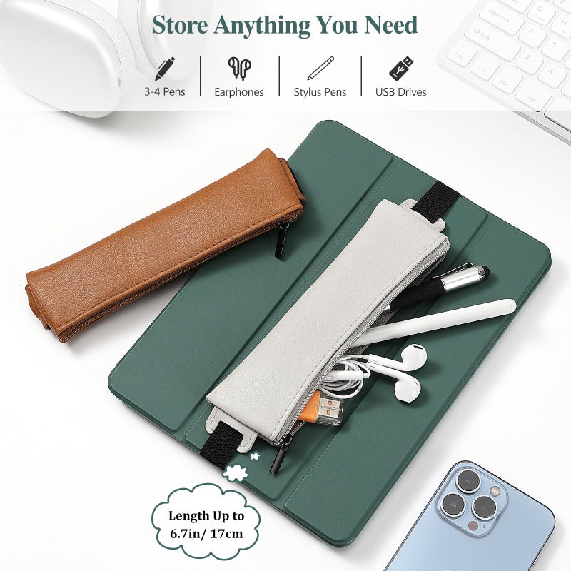 MoKo Elastic Pen Holder for Notebook, 4 Pieces PU Leather Pencil Case with Adjustable Band, Stationery School Supplies Zipper Bag for Planners, Journals, Book - Image 3