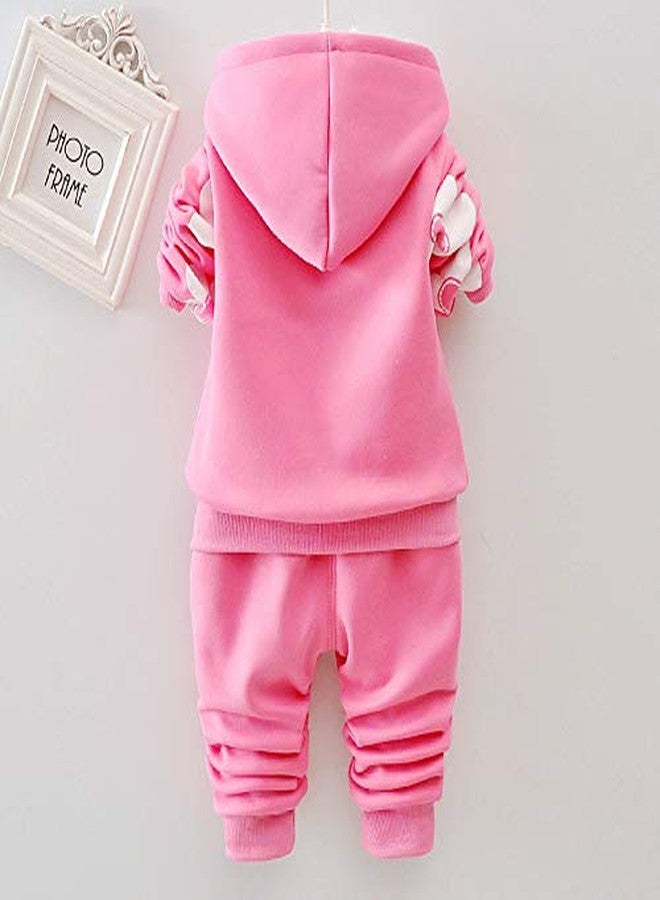Yao Spring and Autumn Winter Fleece Flowers Warm Girls 2 Piece Set（18-24 Months,Hot Pink） - Image 2