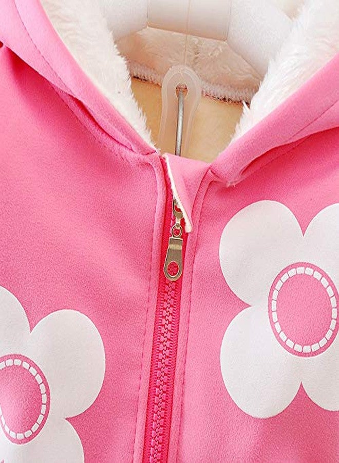 Yao Spring and Autumn Winter Fleece Flowers Warm Girls 2 Piece Set（18-24 Months,Hot Pink） - Image 3