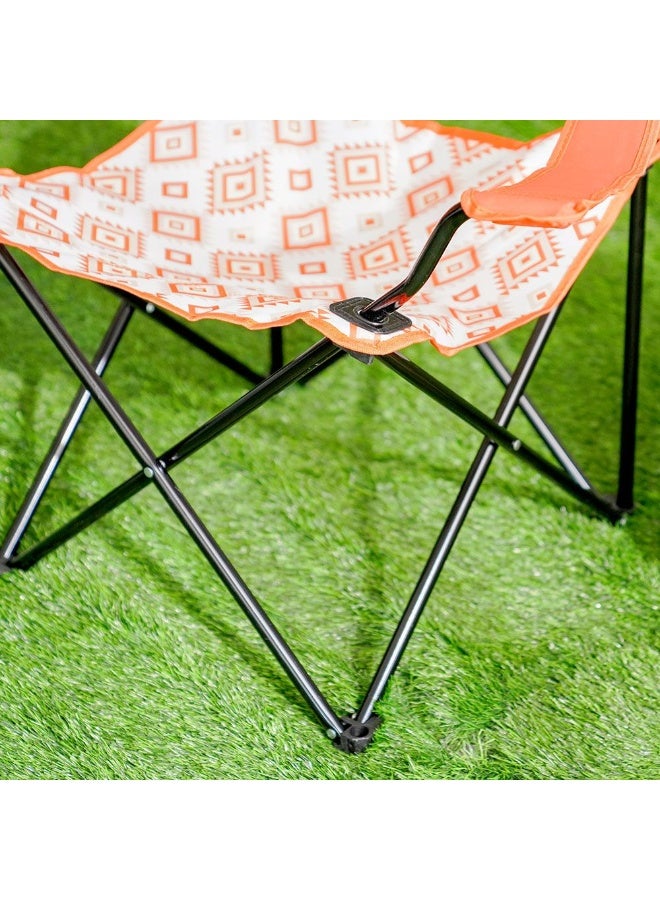 Danube Home Folding Picnic Chair | Light Weight Patio Chair | All Weather Durable Material Picnic Chair | Portable Stool For Outdoor Garden Camping Picnic 54X54X92 Cm Orange/White - Image 3