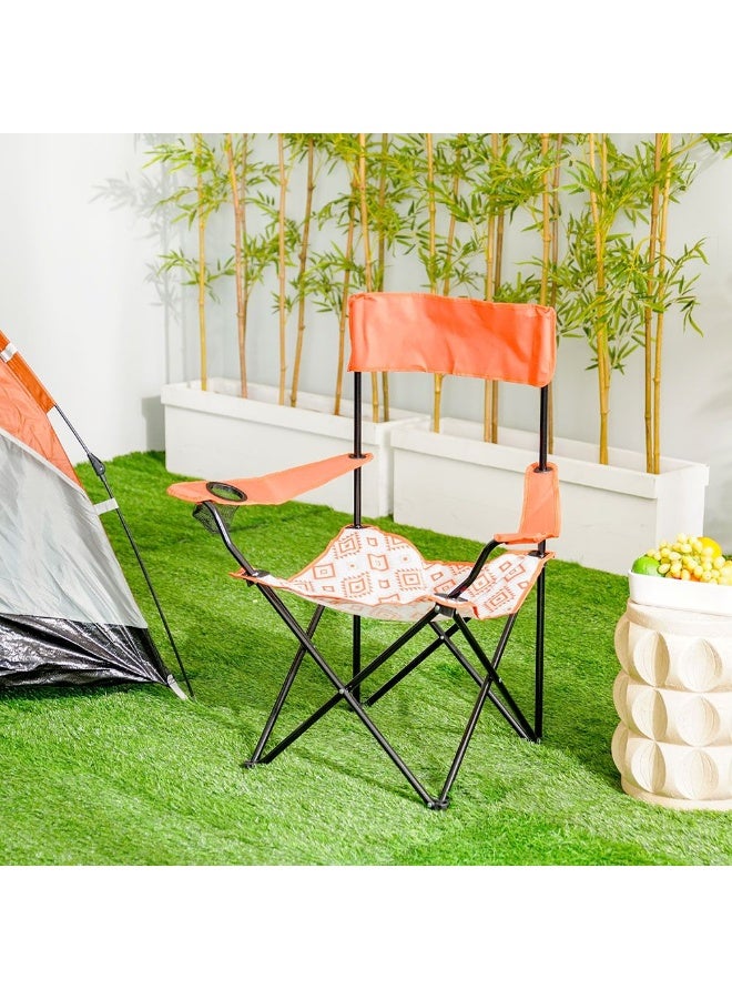 Danube Home Folding Picnic Chair | Light Weight Patio Chair | All Weather Durable Material Picnic Chair | Portable Stool For Outdoor Garden Camping Picnic 54X54X92 Cm Orange/White - Image 4