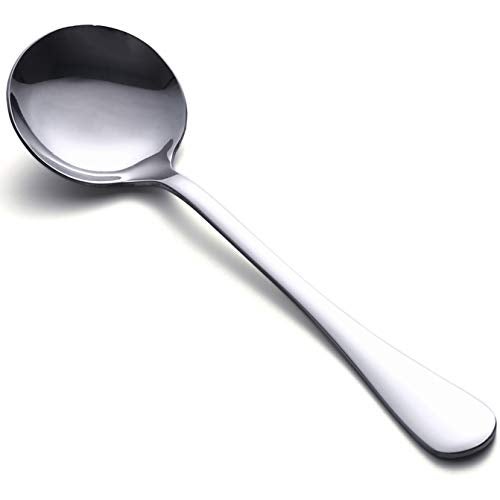 HAPPY KIT Soup Spoons, 8-Piece Premium Stainless Steel Spoons Heavy-Weight Round Spoon Flatware Set - Image 1