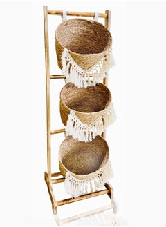 Bamboo Woven Basket Wooden Stand with Jute Baskets – Multi-Storage Organizer for Home, Kitchen, and Living Room – Freestanding Natural Wood and Jute Basket Storage Rack - pzsku/Z4CE896B0CC2B5DCC8FA5Z/45/_/1732617528/6f9dcde0-6f2e-4220-972b-b87883ccaf3c