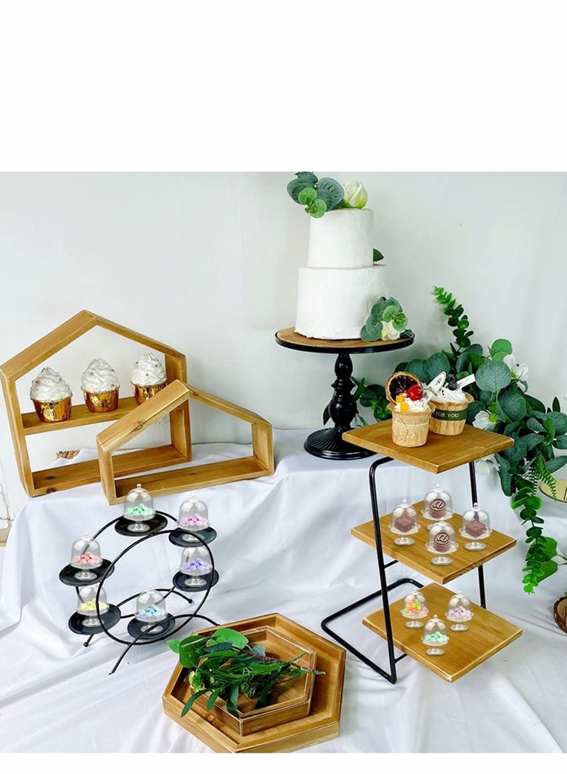 KASTWAVE Dessert Cups, 12 Sets Small Plastic Dessert Table Decorations Stands with Dome, Mini Cake Stand Cupcake Stand Individual Cake Pop Dome Macarron Holders - Image 5