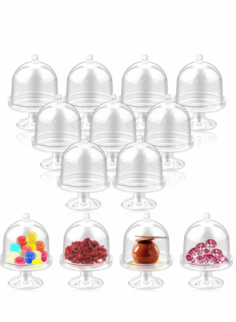 KASTWAVE Dessert Cups, 12 Sets Small Plastic Dessert Table Decorations Stands with Dome, Mini Cake Stand Cupcake Stand Individual Cake Pop Dome Macarron Holders - Image 1