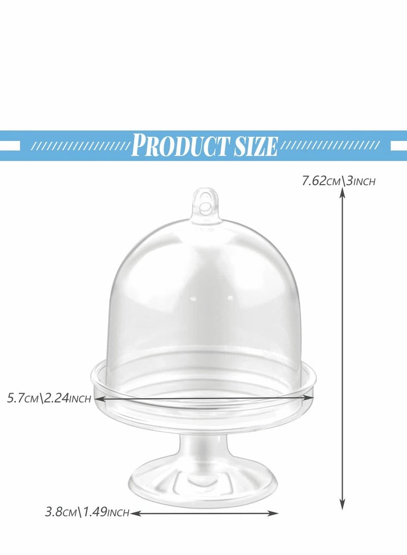 KASTWAVE Dessert Cups, 12 Sets Small Plastic Dessert Table Decorations Stands with Dome, Mini Cake Stand Cupcake Stand Individual Cake Pop Dome Macarron Holders - Image 2