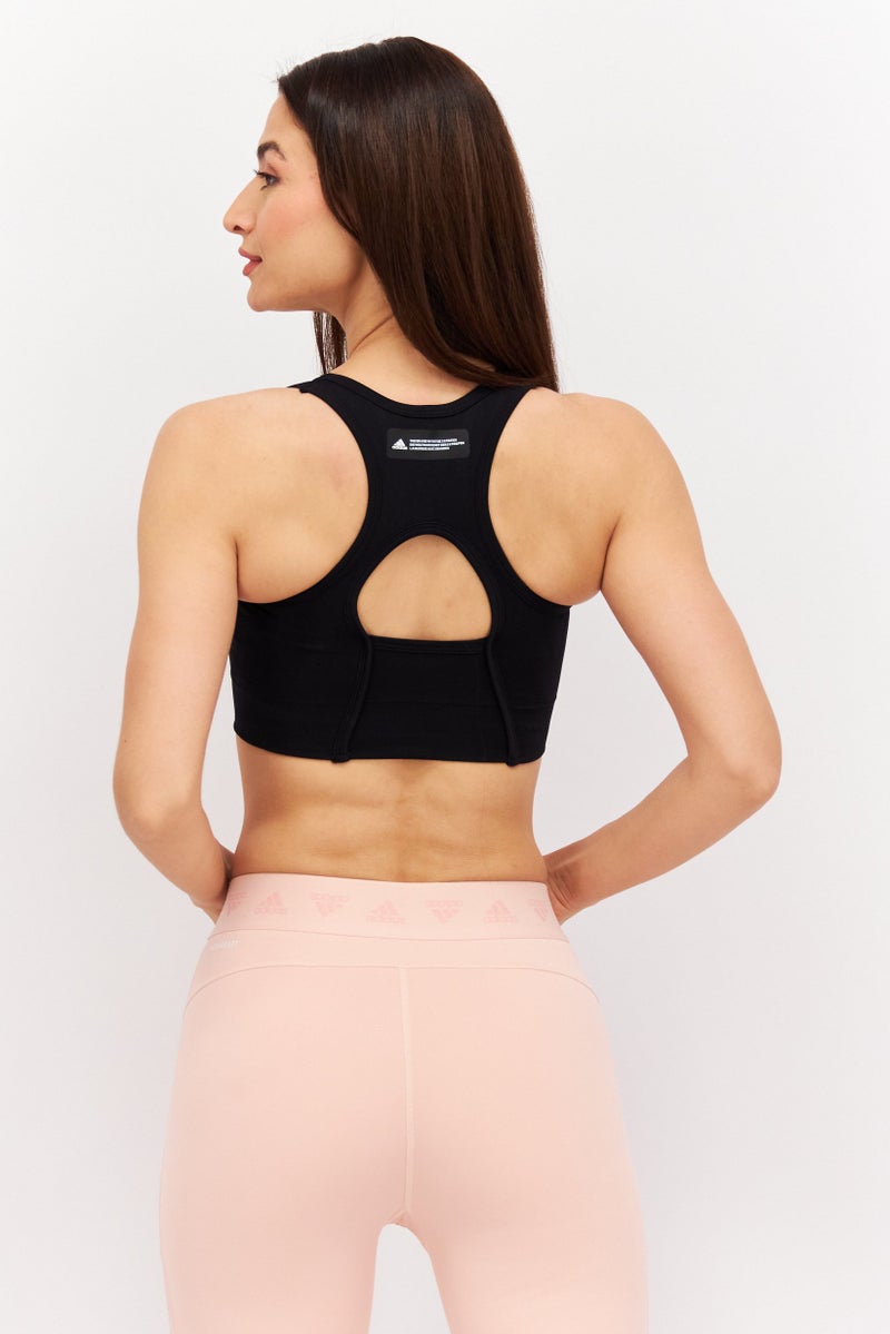 Adidas حمالة صدر رياضية للنساء مبطنة قليلاً، سوداء - Image 3