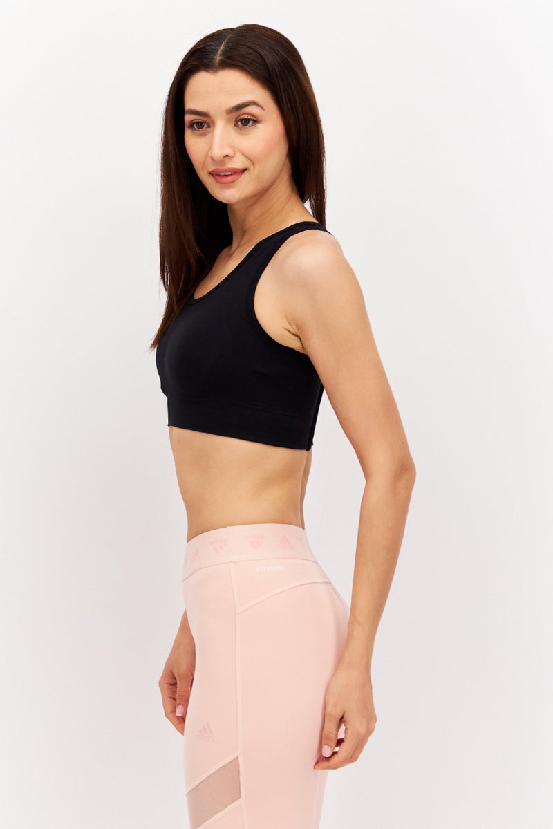 Adidas حمالة صدر رياضية للنساء مبطنة قليلاً، سوداء - Image 2