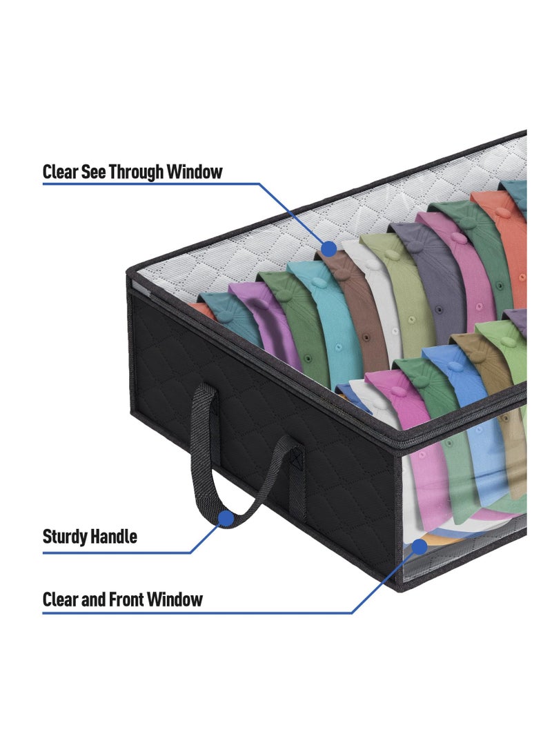 SYOSI - Caps Clothing Organizer, Wide Hat Storage for Various Caps  or Underwear with 2 Sturdy Handles Storage Box Holds Up to 40 Hats Foldable or 60 Underwear for Home Travel (Black, 20x16x6.7inches) - Image 1