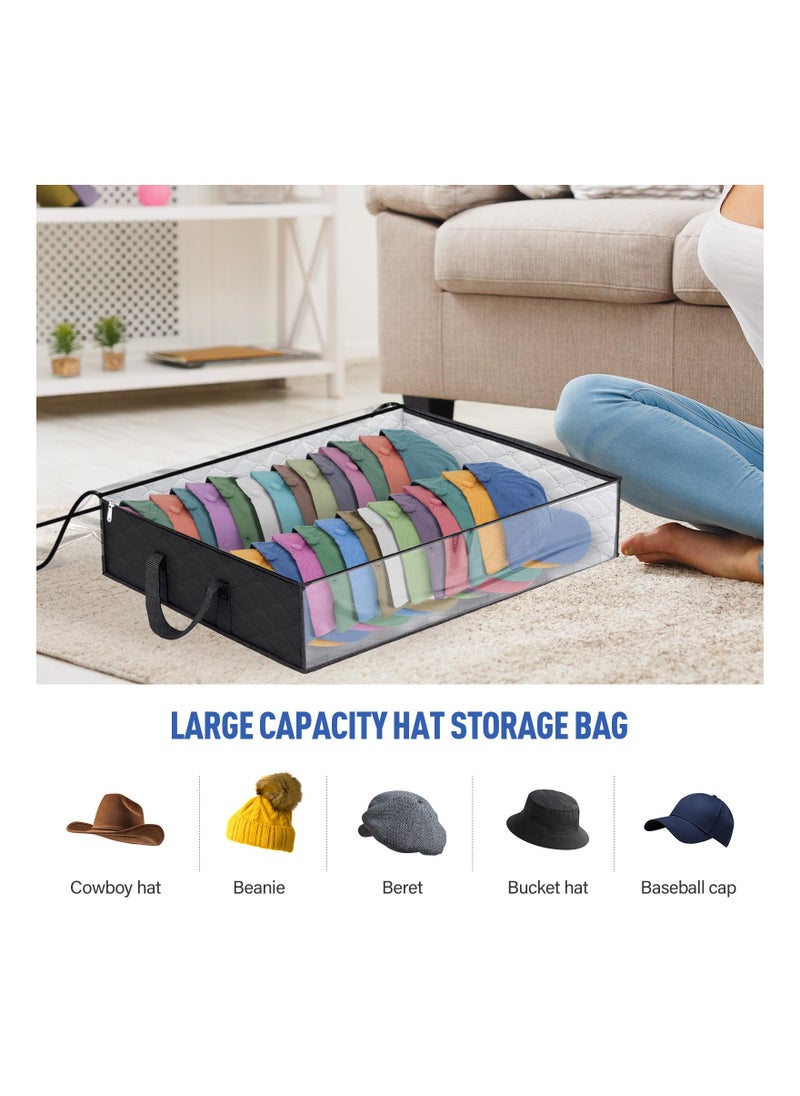 SYOSI - Caps Clothing Organizer, Wide Hat Storage for Various Caps  or Underwear with 2 Sturdy Handles Storage Box Holds Up to 40 Hats Foldable or 60 Underwear for Home Travel (Black, 20x16x6.7inches) - Image 1