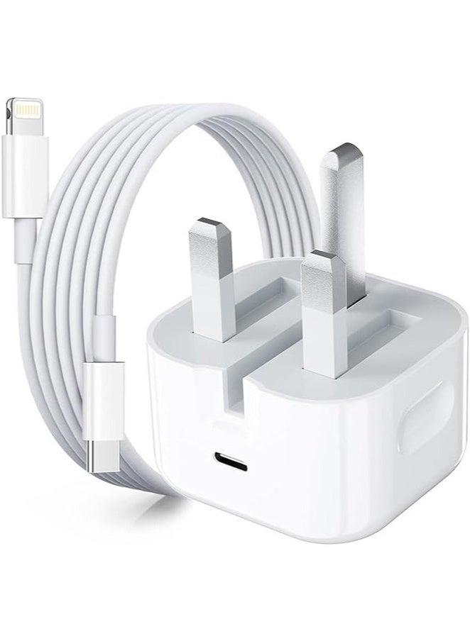 iPhone 20W Fast Charger | USB C Wall Fast Charger Adapter with 1m USB C to Lightning Cable Compatible with iPhone 14/14 Pro/14 Pro Max/13/12/SE2020/11/XR/XS Max/X/iPad