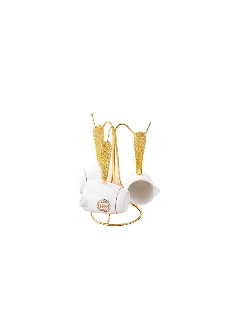 MARBLE 3-Piece Porcelain Cake Set with Stand - White COP6032129WITHE  - Image 1