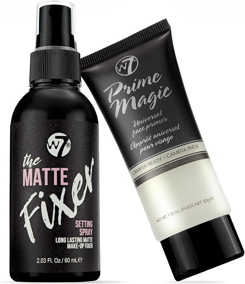 W7 Prime Magic The Fixer Matte Set Makeup Primer Setting Spray Duo for a Smooth Matte Finish Pore Minimiser Shine Control QuickDrying NonSticky Vegan CrueltyFree