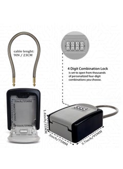 KASTWAVE Key Lock Box Portable with Removable Cable Shackle, Indoor Outdoor Waterproof 4 Digit Password Combination with Resettable Code with A B Switch Key Lockbox for Outside Hold Spare Keys for Realtors  - Image 5